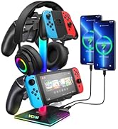 VCOM RGB Gaming Headphones Stand with 2 USB and 1 Type-C Ports, Headset Stand with 10 Light Modes...