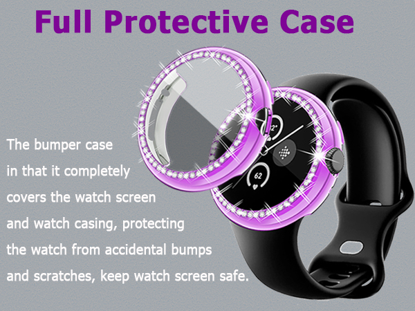 Bling Case for Google Pixel Watch 2 (2023) / Pixel Watch 41mm, Diamonds Screen Protector 