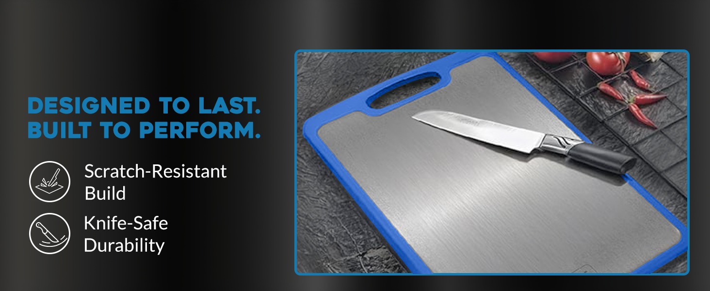Small wood cutting board and titanium surface for everyday cooking