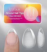 krofaue Almond Nail Tips 240pcs Almond Press On Nails Half Matte Short Fake Nails 12 Sizes Pre-Sh...