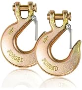 AYAYGD 2 Pack 1/2"" Clevis Slip Hook with Safety Latch, Heavy Duty Grade 70 Chain Hook for Transp...