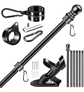 BONWIN Black Flag Pole Kit for Outside House, 7 FT Thickened Stainless Steel Wall Mount Flagpole ...