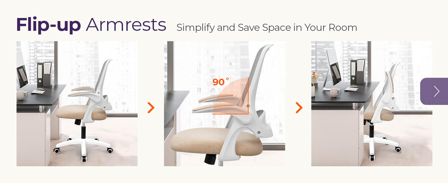 Space-Saving Chair with Flip-Up Armrests
