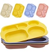 MKYHBOO Divided Plates Set, Wheat Straw Portion Control Plate, Reusable Round Divided Plates for ...