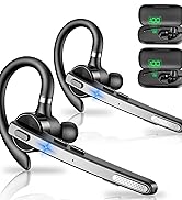 New bee 2 Pack Bluetooth Headset V5.1 72H Talktime Wireless Bluetooth Earpiece for Cellphone with...