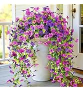 CCILAND 2 PCS Artificial Hanging Flowers for Outdoors, Fake Flower Plants UV Resistant Faux Hangi...