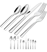 45-Piece Silverware Flatware Cutlery Set in Ergonomic Design Size and Weight, Durable Stainless S...