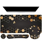 iCasso Desk Mat, Gaming Mouse Pad Wrist Support Set,4in1 XXL Large Mousepad + Keyboard Wrist Rest...