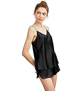 DAISYSILK 22 Momme Mulberry Silk Nightgown for Women Silk Pajama Set Sexy Sleepwear Short Sling S...