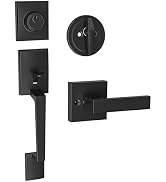 HOSOM Front Door Lock Set Black Front Door Handle with Deadbolt and Lever Set Exterior Door Handl...