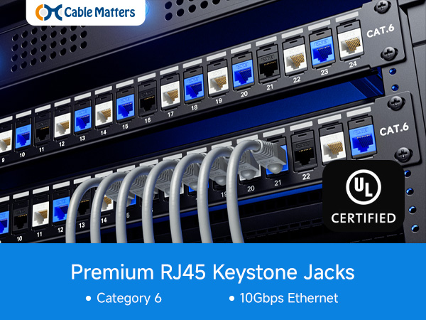 UL Listed 25-Pack 10Gbps Cat6 Keystone Jacks, RJ45 Keystone Jack, Ethernet Keystone Jack