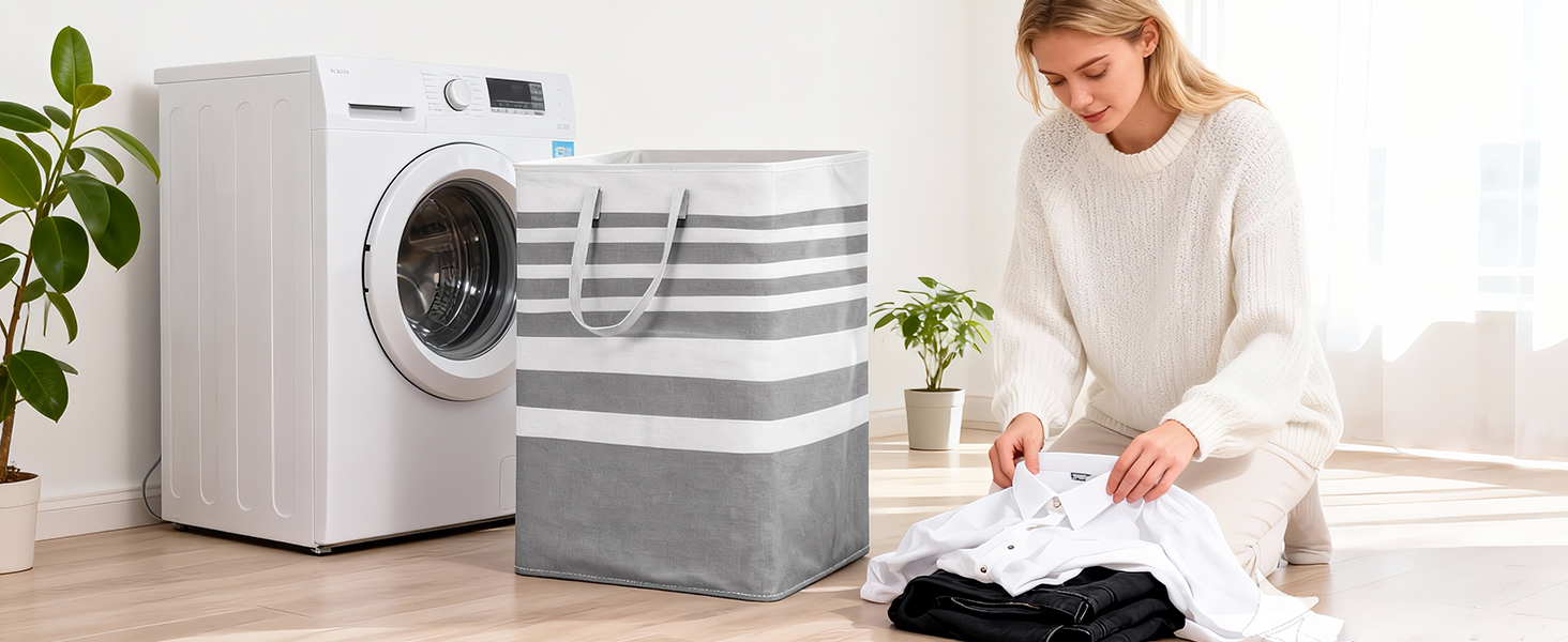 MANYOND 2 Pack Large Laundry Baskets for Dorm, Bathroom, Bedroom, Laundry Room