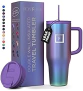 IRON °FLASK Co-Pilot Insulated Mug w/Straw &amp; Flip Cap Lids - Cup Holder Bottle for Hot, Cold Drin...