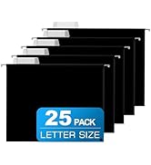 25 Packs Hanging File Folders,Black Letter Size File Folder,Designed for Bulky Files,Filing Cabin...