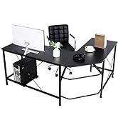 SUPER DEAL L-Shape Corner Computer Desk with CPU Stand Storage Shelf PC Study Table Workstation G...