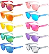 Pibupibu 10 Pack Neon Party Sunglasses Bulk,Wholesale Retro 80s Colorful Mirrrored Lens Sunglasse...