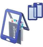 Uniclife ID Badge Holder with Double-Sided Windows Vertical Hard Plastic Case Blue Card Protector...