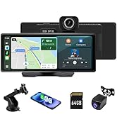 Haudio 9.3" Wireless CarPlay &amp; Android Auto Screen for Car, 10 Inch Portable Car Stereo with 1080...