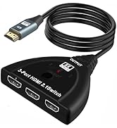 NEWCARE 8K@60Hz HDMI 2.1 Switch 3 in 1 Out, 4K@120Hz HDMI Switch Box with 2.9 ft HDMI 2.1 Cable, ...