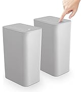 TrashAid 2 Pack Bathroom Trash Can with Lid, 2.6 Gallon / 10 Liter Small Garbage Can with Press T...