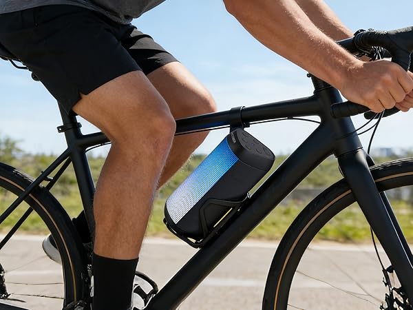 Portable speaker is lightweight and campact size use on bike.