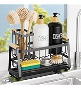 Sponge Holder for Kitchen Sink, Kitchen Sink Caddy with Suction Cup, Sink Organizer Rack for Kitc...
