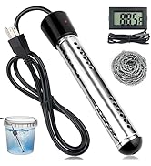 Immersion Water Heater, 2000W Bucket Heater with 304 SS Guard, Electric Submersible Water Heater ...