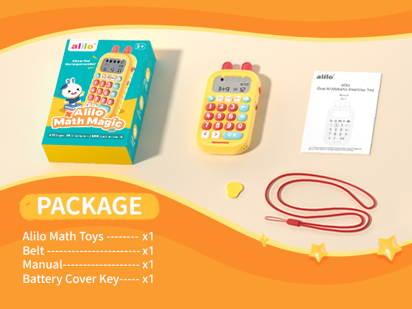 Text reads 'PACKAGE'. Marketing layout with orange curved design elements showing product package contents and specifications against peach-colored background.