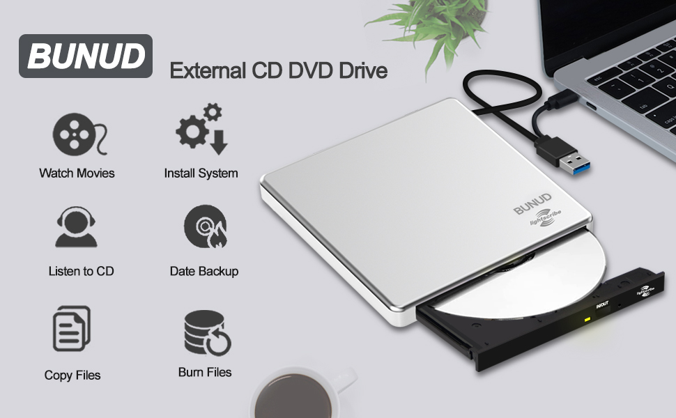 external dvd drive for laptop cd player for laptop pc computer mac imac macbook
