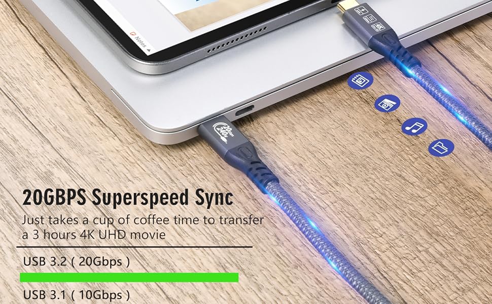 CHENLENIC USB3.2 gen 2 20g 240W 4K 3.1 thunderbolt 3 4 cable usb c cable type c charger extension