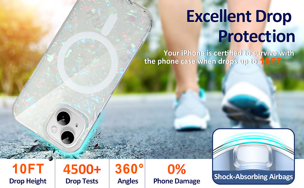 iphone 15 magsafe women girl case bling opal pearly shiny with 1 iPhone 15 screen protector