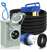 PAULINN 50 Amp Generator Cord 15FT &amp; Power Inlet Box, NEMA 14-50P/SS2-50R Twist Lock Extension Co...