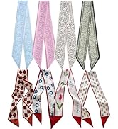 Zilotusnte 8Pcs Hair Scarf for Women, Silk Neck Scarf Printed Scarves Head Women'S