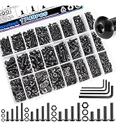 mxuteuk Metric Screw Assortment,M2 M3 M4 M5 Metric Bolt Assortment Kit,Button Head Socket Cap Scr...