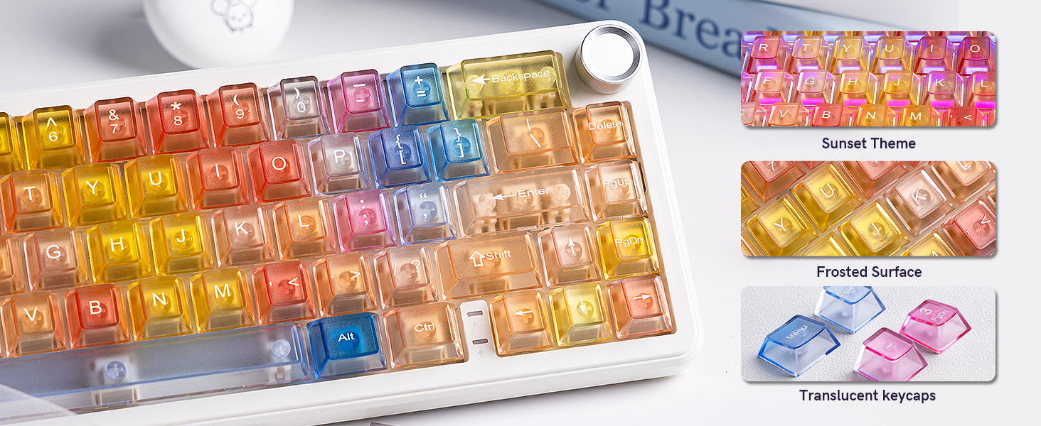 Clear keycaps Set,Translucent Jelly Key caps Shine Through keycaps,Cherry Profile Custom keycaps