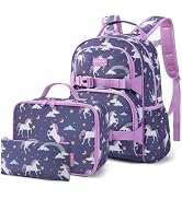 mommore Kids Backpack for Girls 4-8 with Lunch Box Elementary Kindergarten Preschool School Backp...