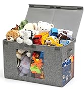 NETANY Clear Window Toy Box &amp; Toy Chest with Lid - Large Toy Storage Organizer, CollapsibleToy Bi...