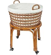 KOUBOO Rolling Wicker Laundry Basket, Handwoven Wicker Hamper with Removable Cotton Liner, Stand,...