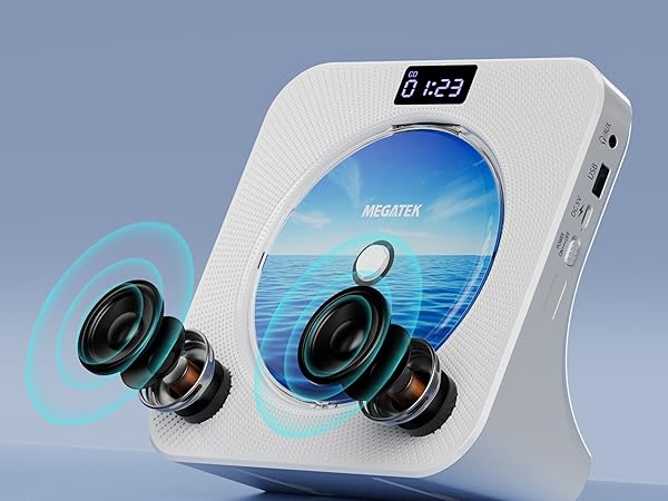 MEGATEK CP28BR Portable CD Player with Dual Built-in Stereo Speakers