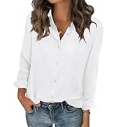 Zeagoo Women Blouses Chiffon Long Sleeve Button Down Shirts Business Causal Dressy Work Top V Nec...