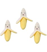 Galepromot 3 Pieces Yellow Banana Plush Squeeze Squeaker Puppy Dog Toys Plush Chew (Banana) Dog S...