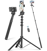 72" Phone Tripod & Selfie Stick, Extendable Cell Phone Tripod Stand with Detachable Remote&Phone ...