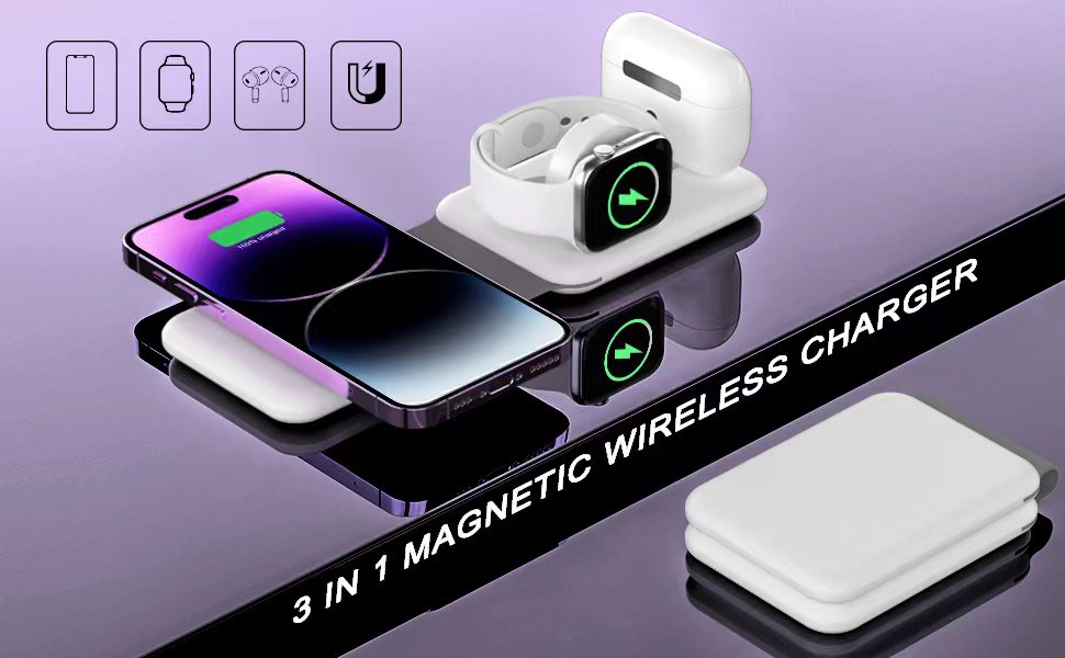 3 in 1 wireless charger white 1