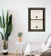 ELSKER&amp;HOME Double Document/Photo Wood Frame-Made for Certificates&amp;Diploma for Two 8.5x11 Inch wi...