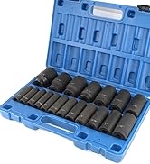 GOSWIFT 19pcs 1/2" Impact Socket Set, 6-Point Deep Socket, Cr-V Steel, 3/8 inch - 1-1/2 inch