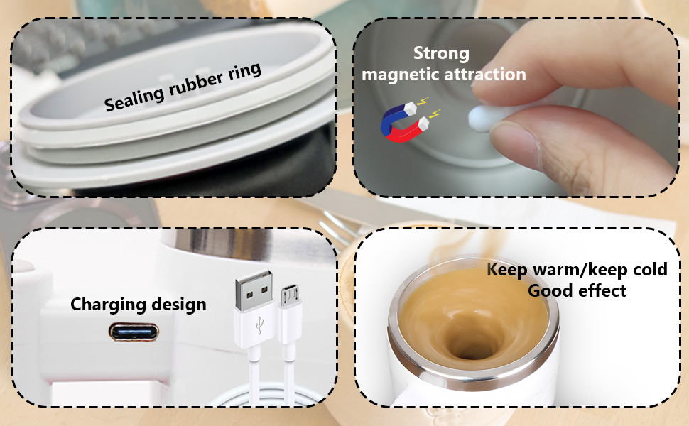 Self Stirring Coffee Mug-Automatic Magnetic Stirring Coffee Mug for Easy Mixing