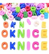 FASHEWELRY 48Pcs Rainbow Large Letter Beads Large Hole Alphabet Beads | 20mm Bubble Beads O K N I...