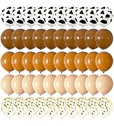 CVPARTYON Western Brown Balloons 12 Inch Nude Tan Gold Latex Confetti Cow Print Balloons for Cowb...