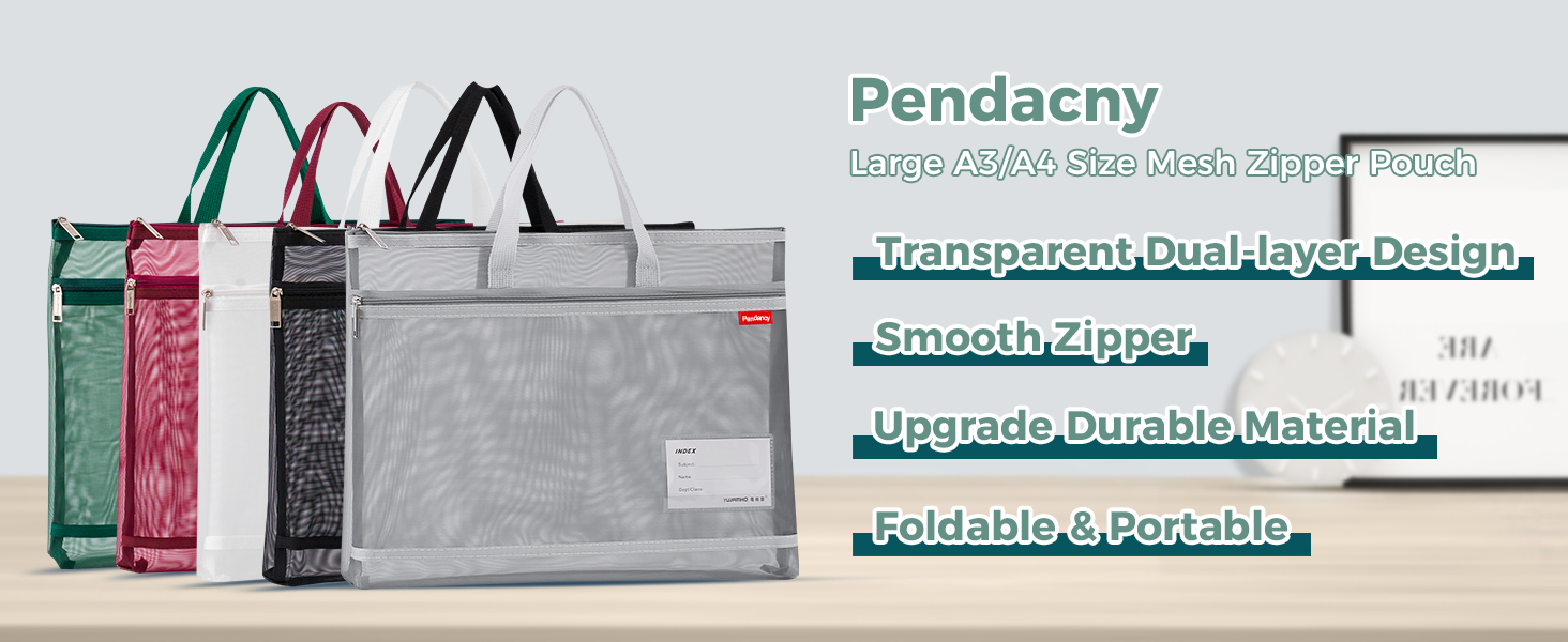 Large A3 A4 Size Mesh Zipper Pouch