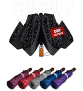 NEW Reverse Compact Travel Umbrella for Backpack and Car with Teflon Coating Inverted Umbrella Au...
